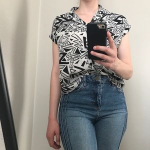 Breezy black and white button up